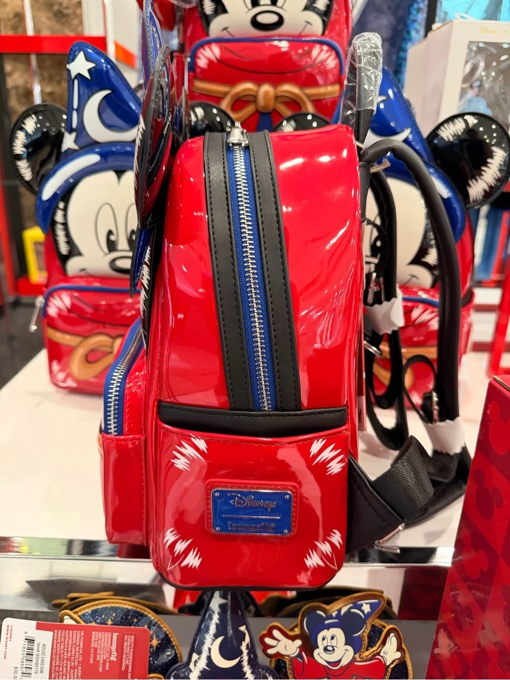 Exclusive Disney Mickey Mouse Kids Backpack - Red, Blue, Black, White, Gold